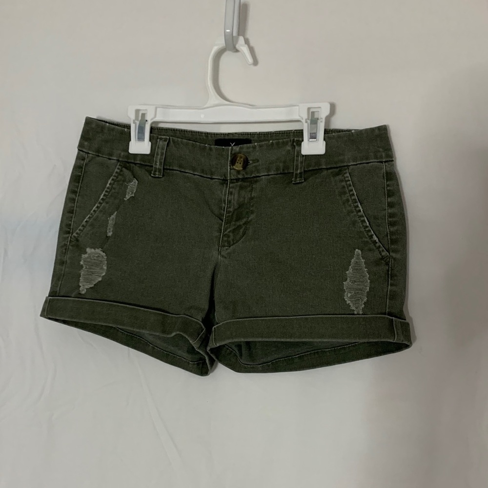 Dark green denim shorts